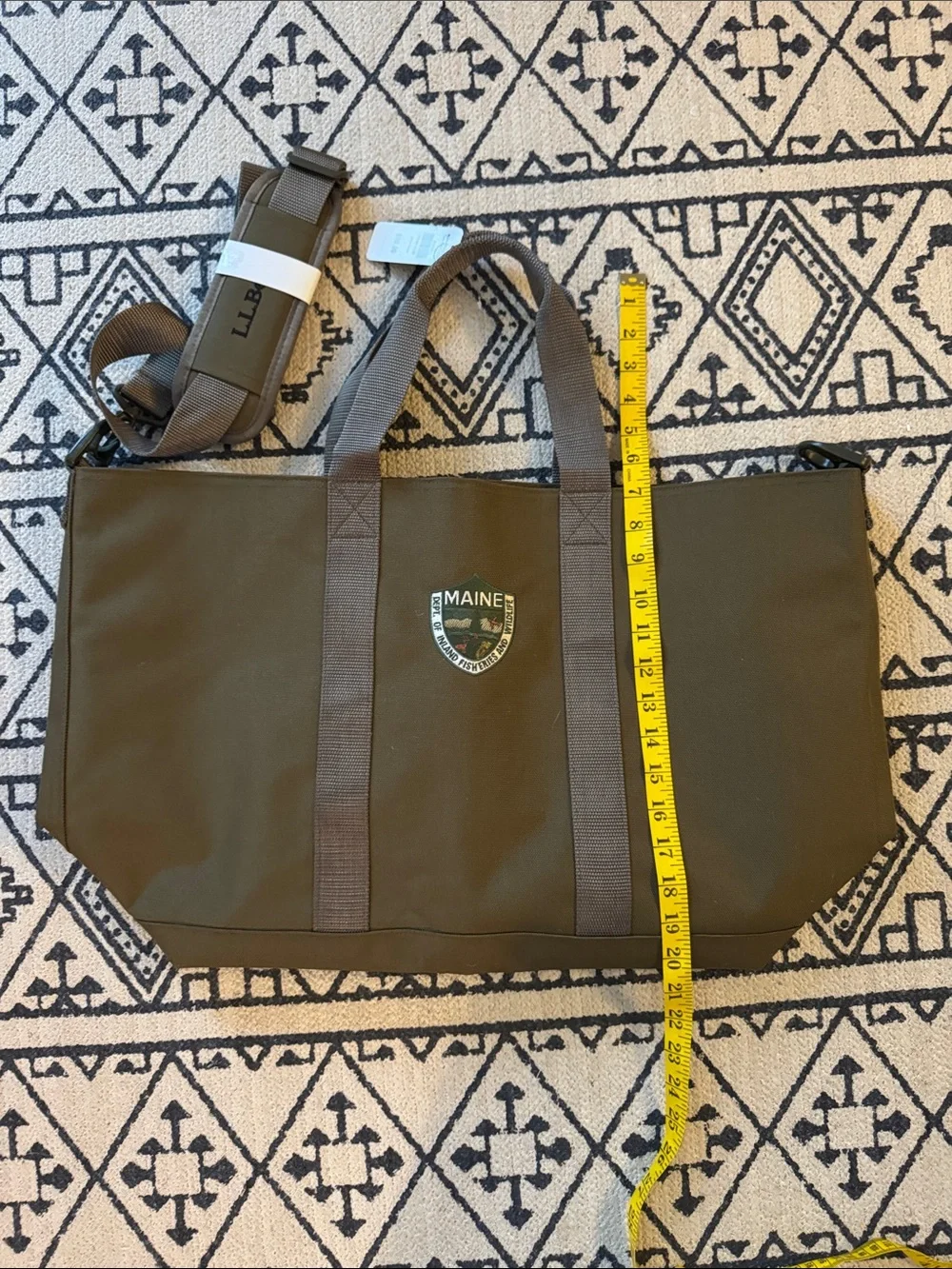 L.L. Bean Olive Green Canvas Maine Warden’s Tote Bag with short and Long Straps